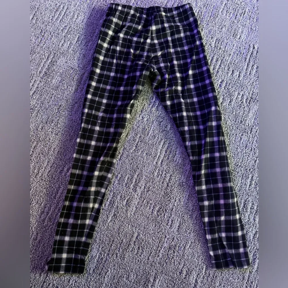 Kids Black and off white plaid Leggings